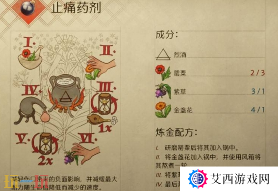 天国拯救2止痛药剂怎么做 止痛药剂制作及配方攻略