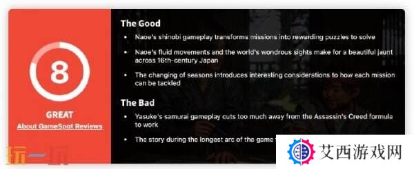 《刺客信条:影》全球媒体评分解禁IGN给出8分评价